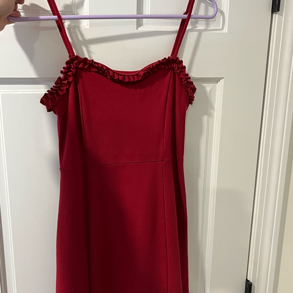 Red Sleeveless Dress with Ruffle Straps